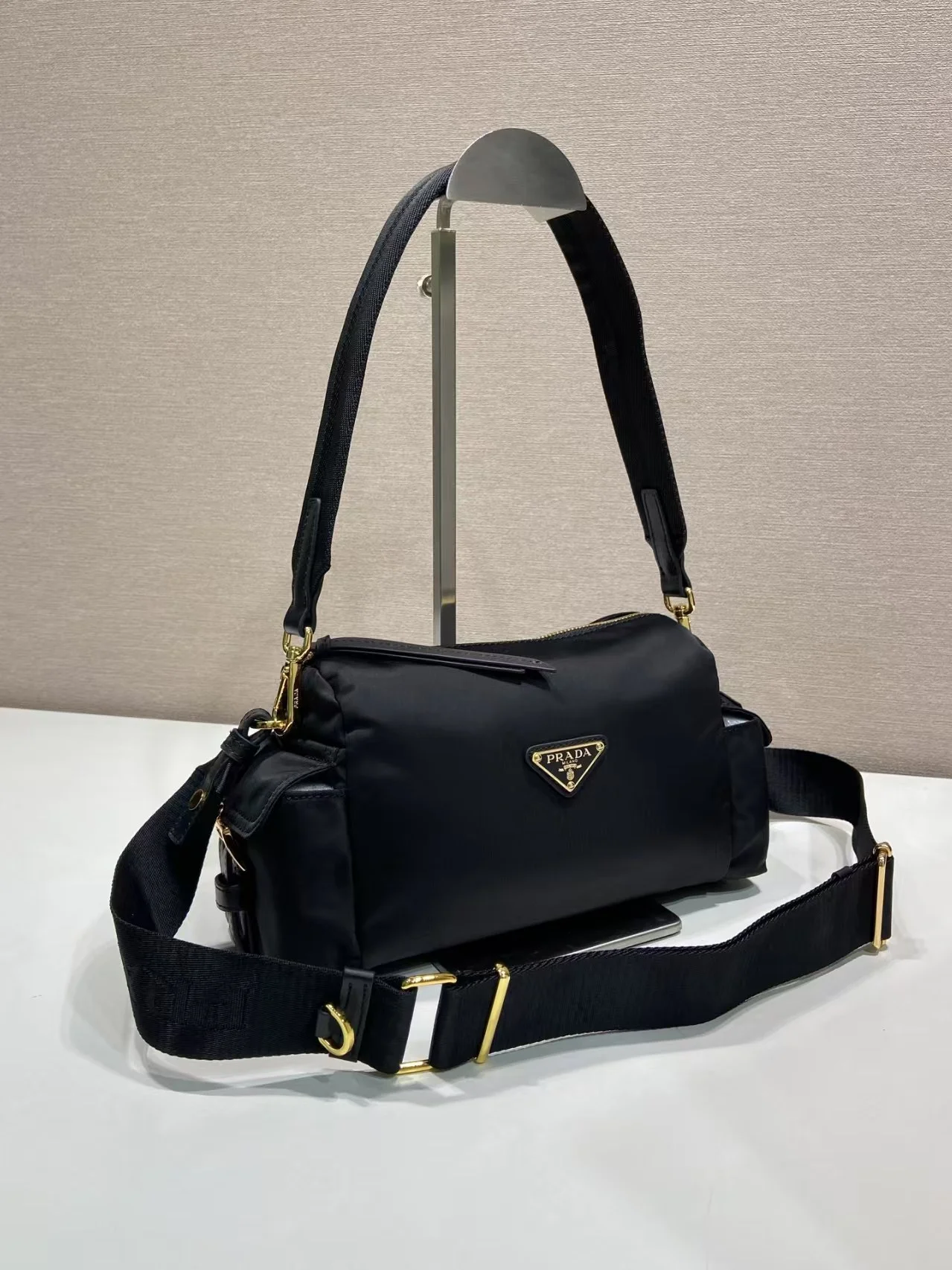 PRADA Shoulder Bags Black-Gold 25X12.5X9.5CM D6010060233 - Image 2
