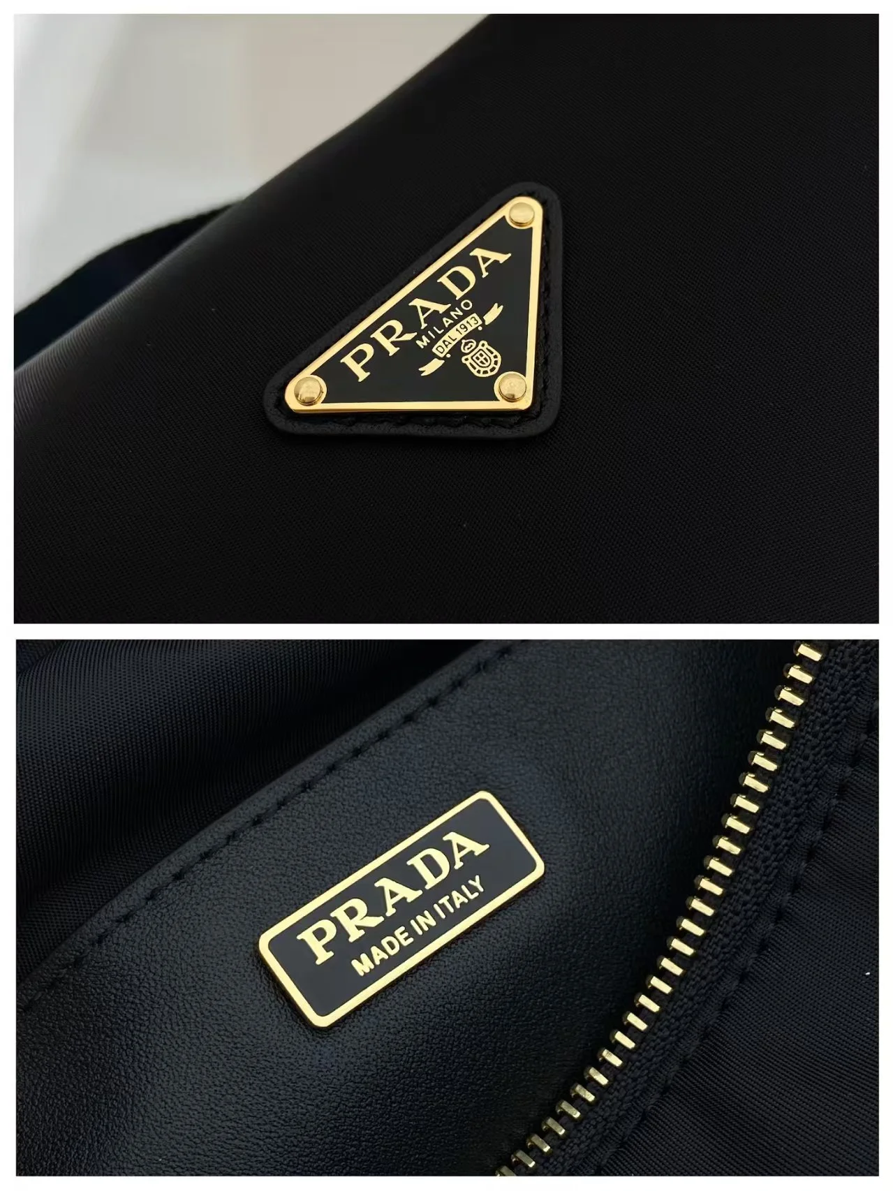 PRADA Shoulder Bags Black-Gold 25X12.5X9.5CM D6010060233 - Image 9