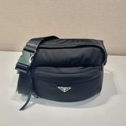 PRADA Shoulder Bags Nylon Black-Silver 26X20X10CM C5010060218