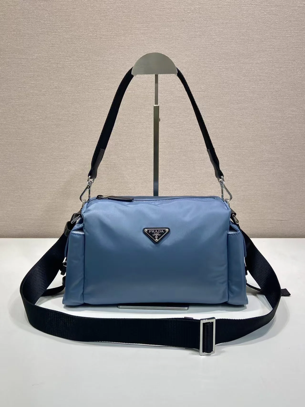 PRADA Shoulder Bags Nylon Blue-Black 31X17X11CM D8010060052