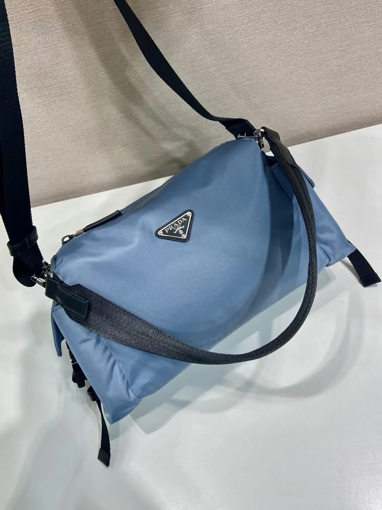 PRADA Shoulder Bags Nylon Blue-Black 31X17X11CM D8010060052 - Image 4
