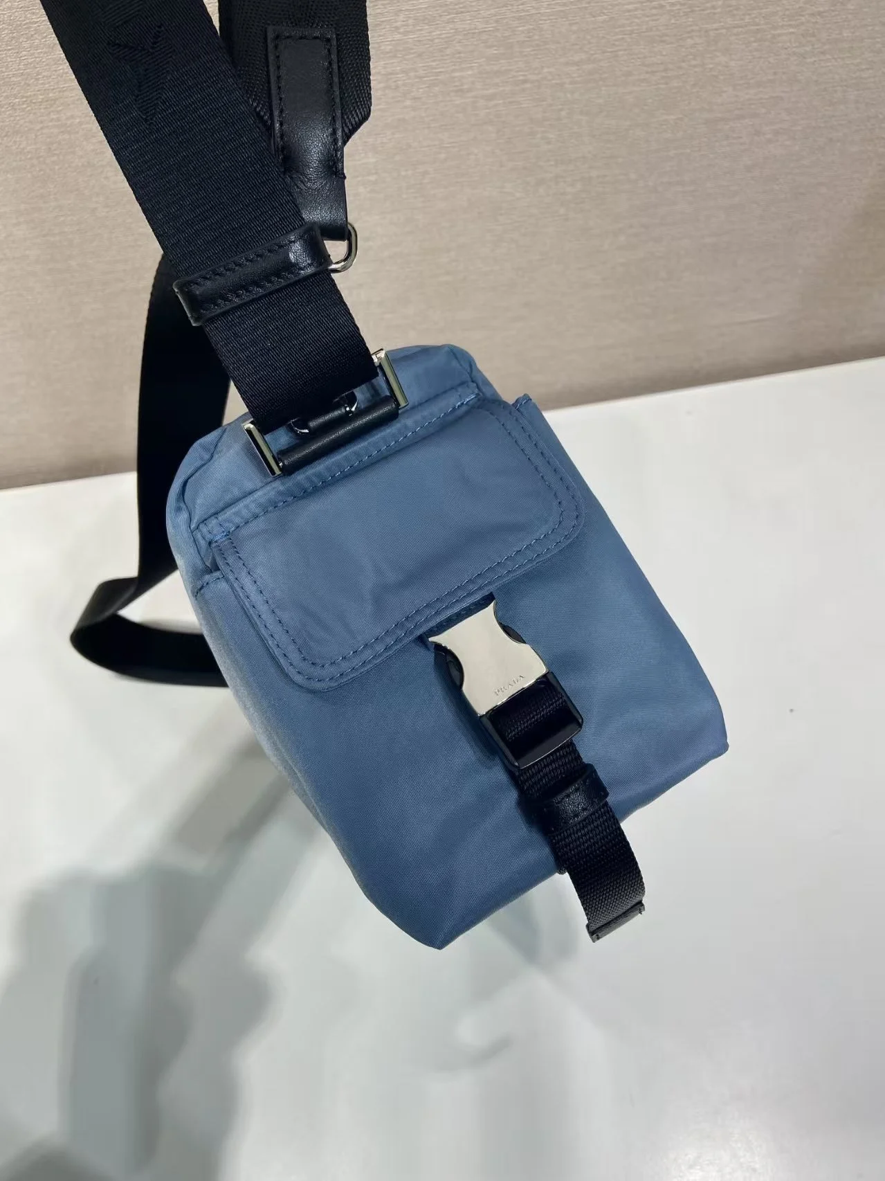 PRADA Shoulder Bags Nylon Blue-Black 31X17X11CM D8010060052 - Image 6