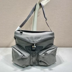 PRADA Shoulder Bags Nylon Grey 29X23X15CM D8010060159