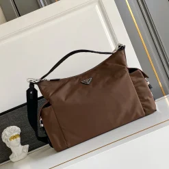 PRADA Shoulder Bags Nylon Leather Brown-Black 43X29.5X15CM D9010060379