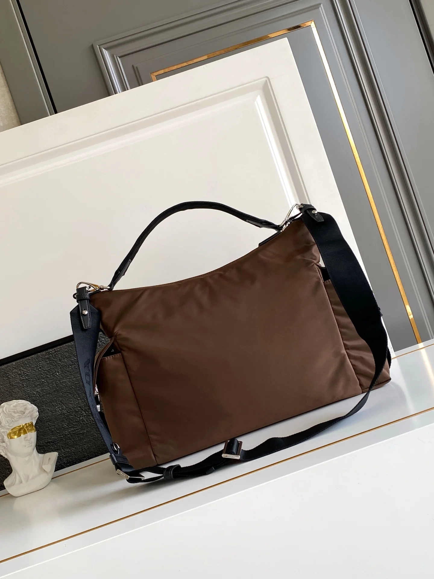 PRADA Shoulder Bags Nylon Leather Brown-Black 43X29.5X15CM D9010060379 - Image 3