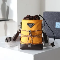 PRADA Shoulder Bags Nylon Leather Yellow-Brown 13X18CM C3010060010
