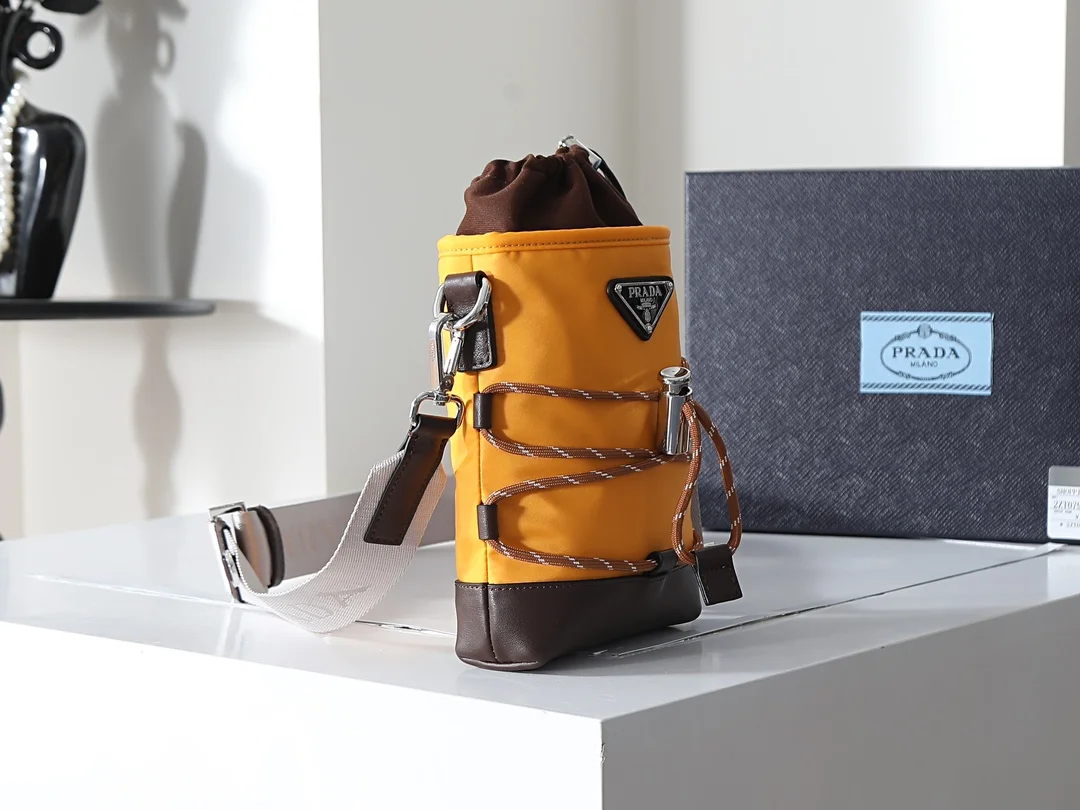 PRADA Shoulder Bags Nylon Leather Yellow-Brown 13X18CM C3010060010 - Image 2