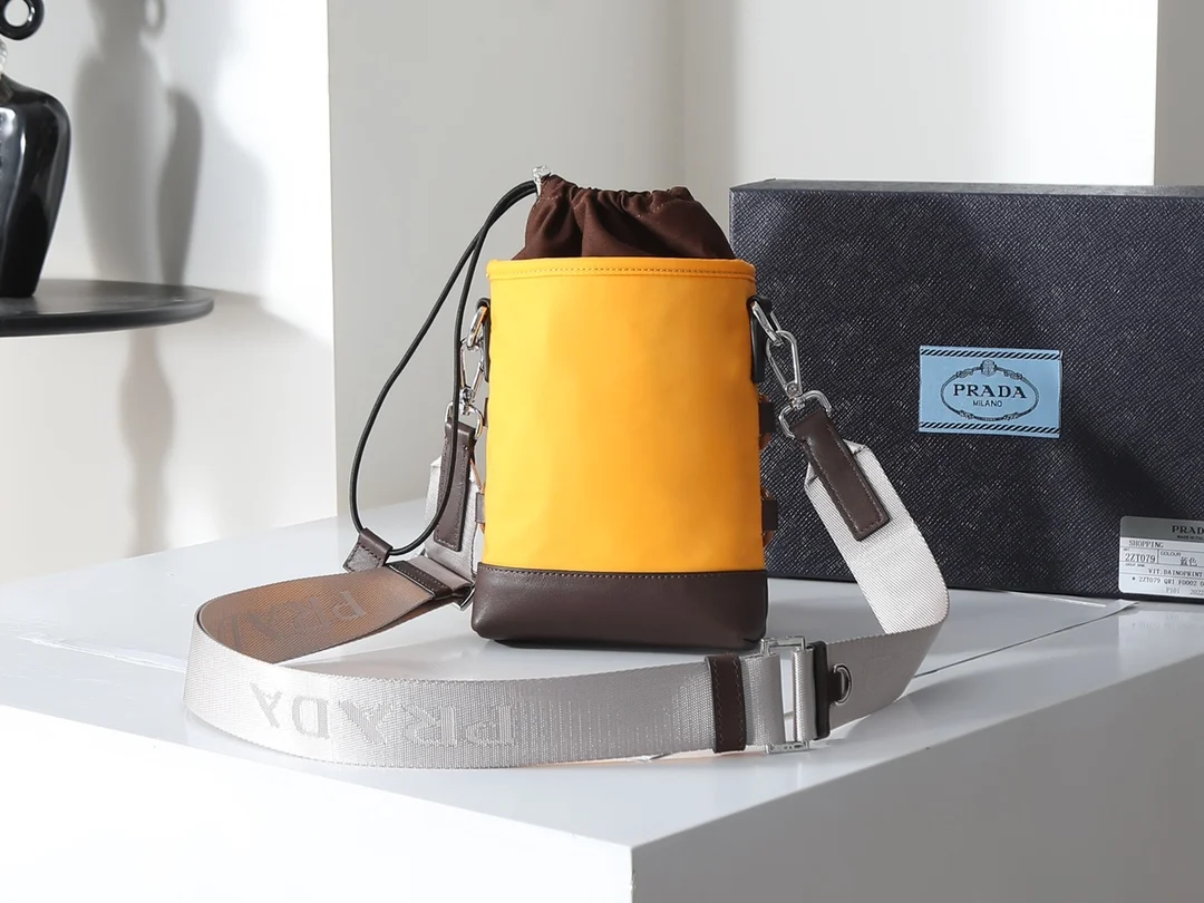 PRADA Shoulder Bags Nylon Leather Yellow-Brown 13X18CM C3010060010 - Image 3