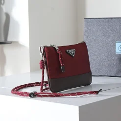 Alternative view of PRADA Shoulder Bags Re-Nylon Red-Brown 22X14CM C0010060027