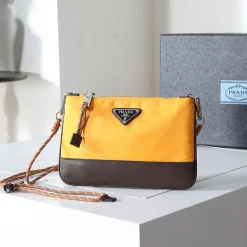 PRADA Shoulder Bags Recycled Nylon Yellow-Brown 22X14CM C0010060032
