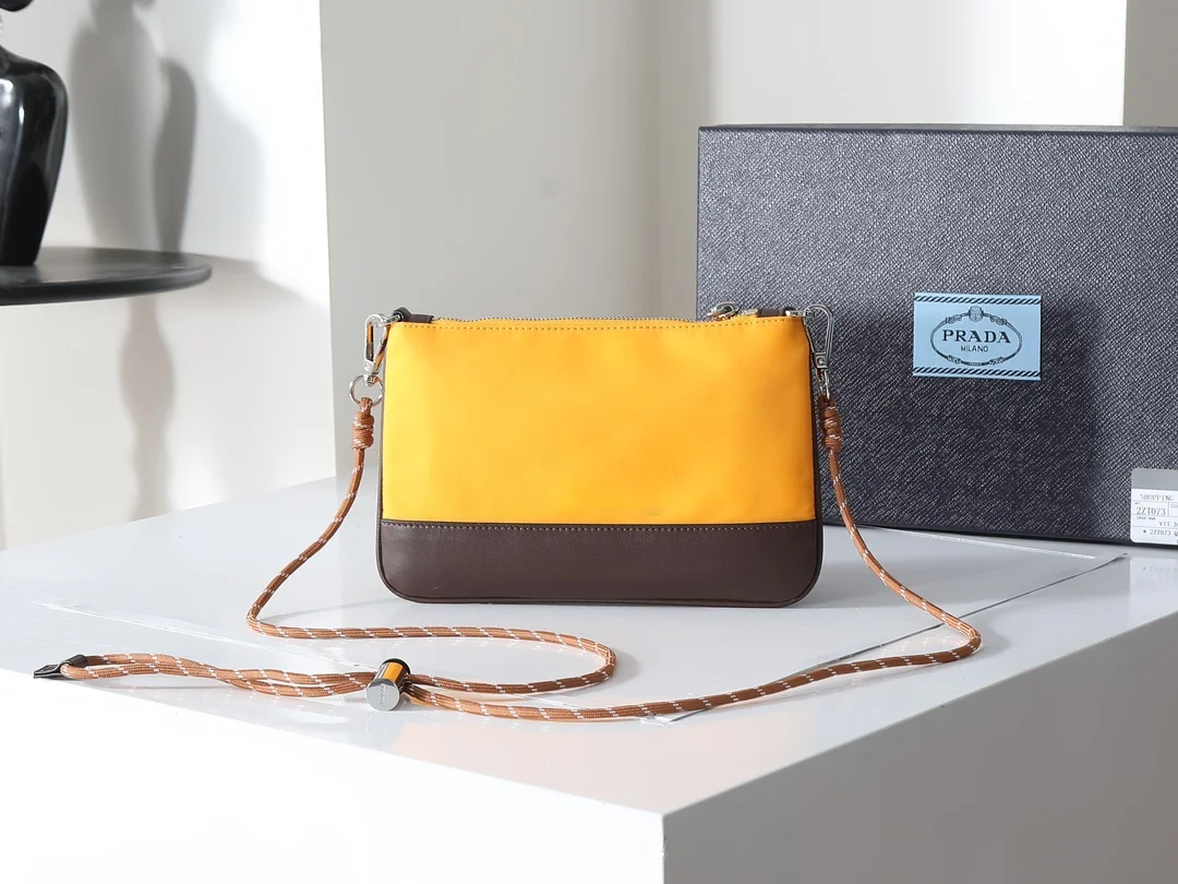 PRADA Shoulder Bags Recycled Nylon Yellow-Brown 22X14CM C0010060032 - Image 3