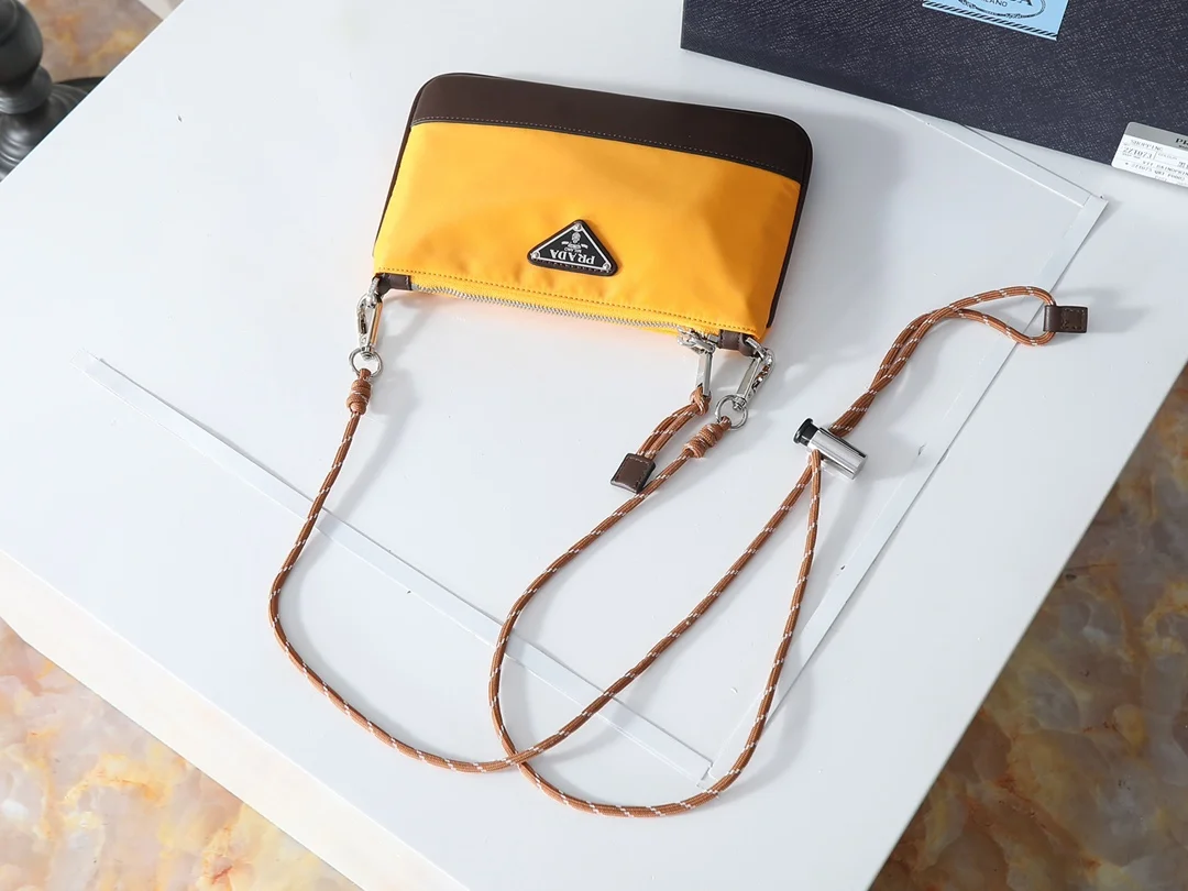 PRADA Shoulder Bags Recycled Nylon Yellow-Brown 22X14CM C0010060032 - Image 6