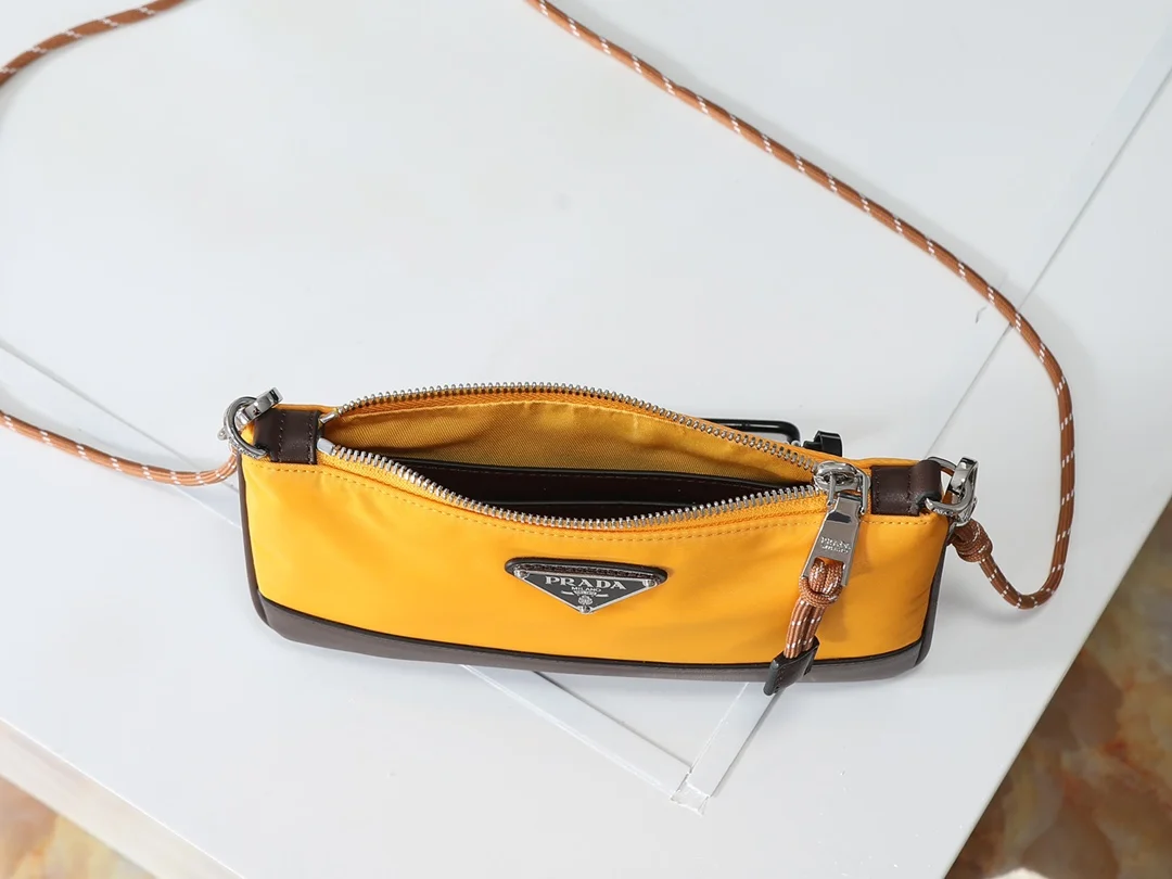 PRADA Shoulder Bags Recycled Nylon Yellow-Brown 22X14CM C0010060032 - Image 7