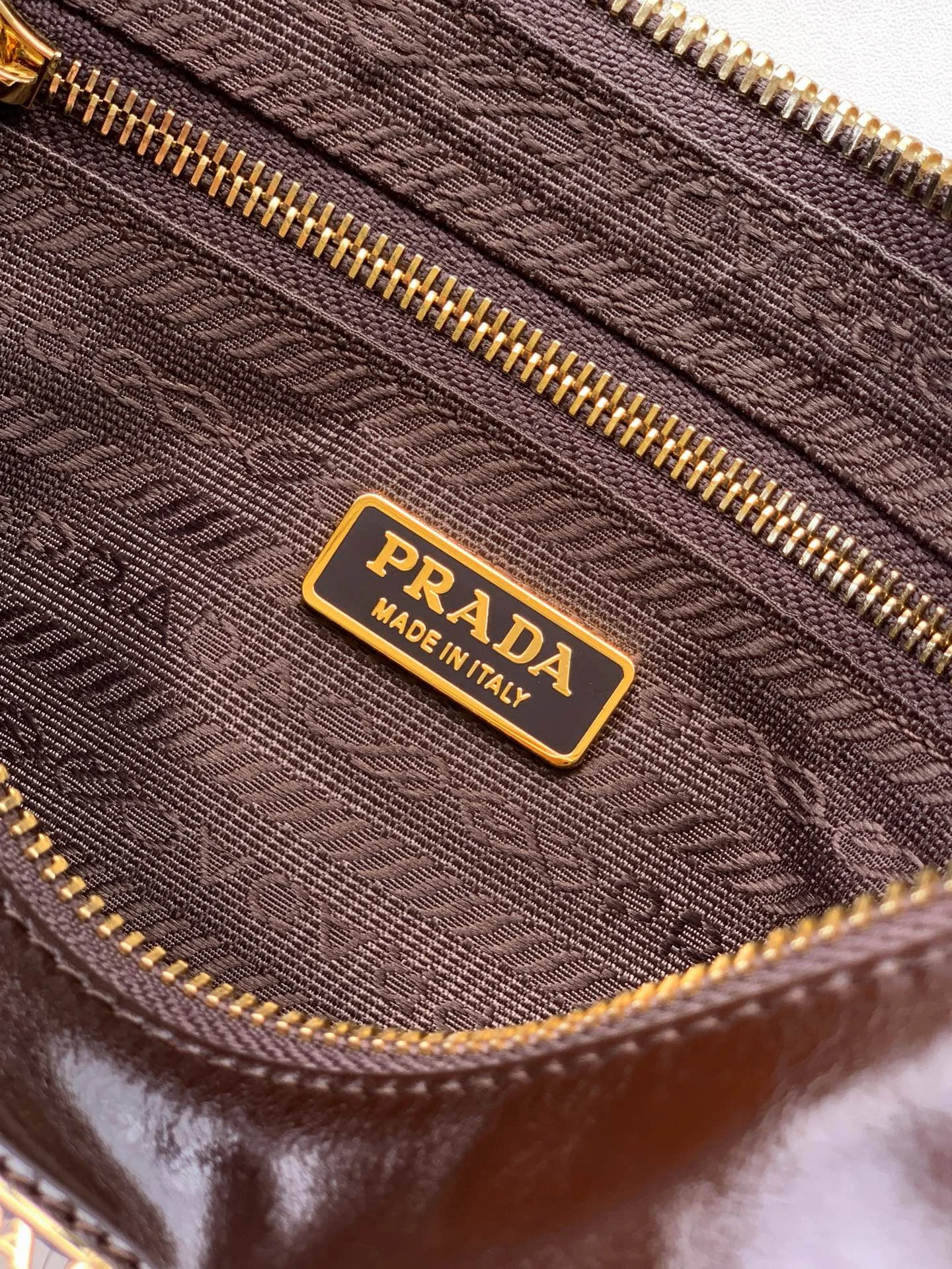 PRADA Shoulder Bags Waxed Leather Brown-Gold 22.5X13.5X9.5CM D9010060387 - Image 9