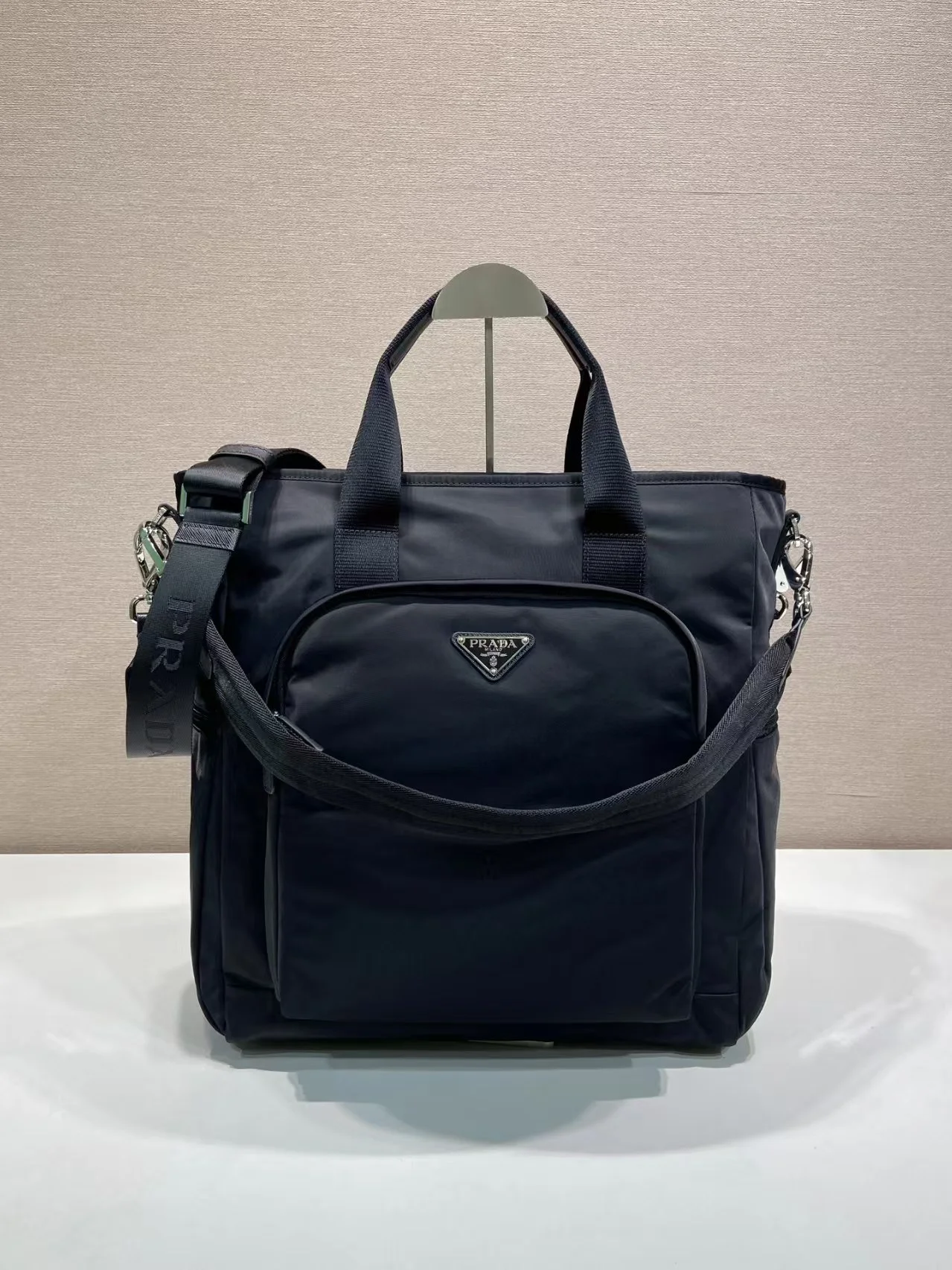 PRADA Totes Bags Nylon Black 33X37.5X15CM F0010060331