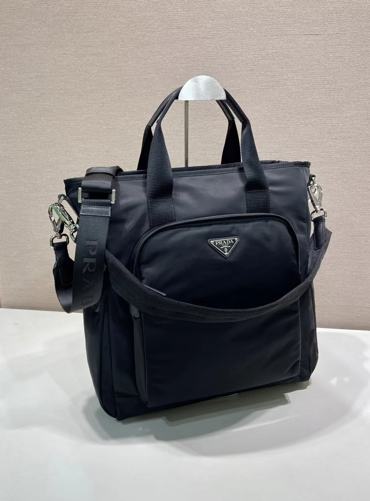 PRADA Totes Bags Nylon Black 33X37.5X15CM F0010060331 - Image 2