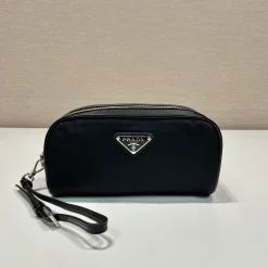 PRADA Wallet Bags Re-Nylon Leather Black-Silver 19X9X7CM B6010060224