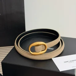 SAINT LAURENT Belts Beige-Gold 1.5cm Width A7010050057