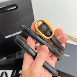 Alternative view of SAINT LAURENT Belts Italian Leather Black-Gold 1.5cm Width A7010050097
