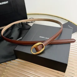 Alternative view of SAINT LAURENT Belts Leather Brown-Gold 1.5cm Width A7010050092