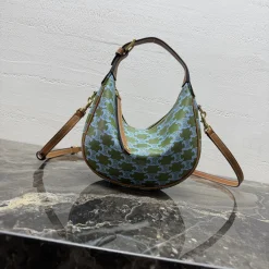 SAINT LAURENT Shoulder Bags Calf Leather Green-Blue 21X24X5CM F0010062653