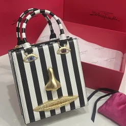 SCHIAPARELLI Top Handle Bags Black-White-Gold 20X19X9CM A02010067074