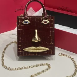 Alternative view of SCHIAPARELLI Top Handle Bags Burgundy-Gold 20X19X9CM A95010067063