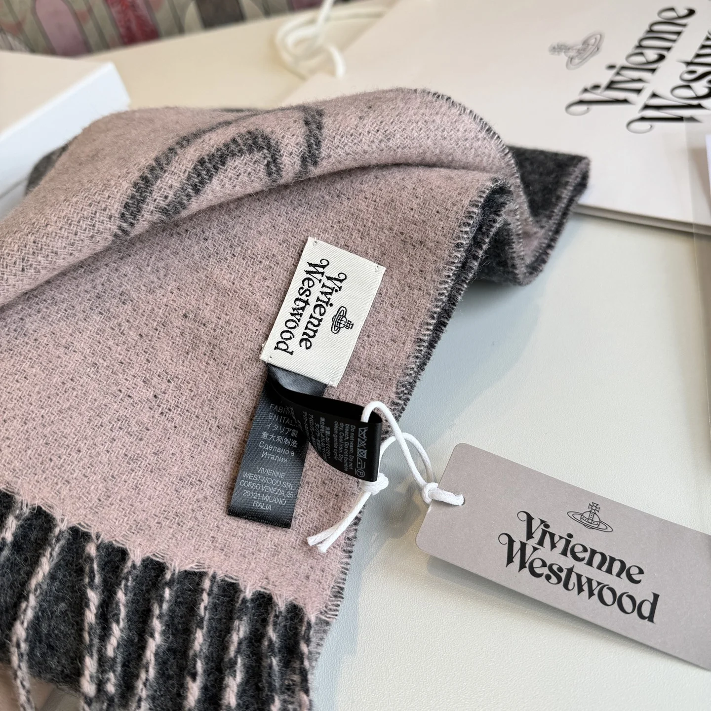 VIVIENNE WESTWOOD Scarves Wool Blend Gray-Pink One Size A1010070545 - Image 10