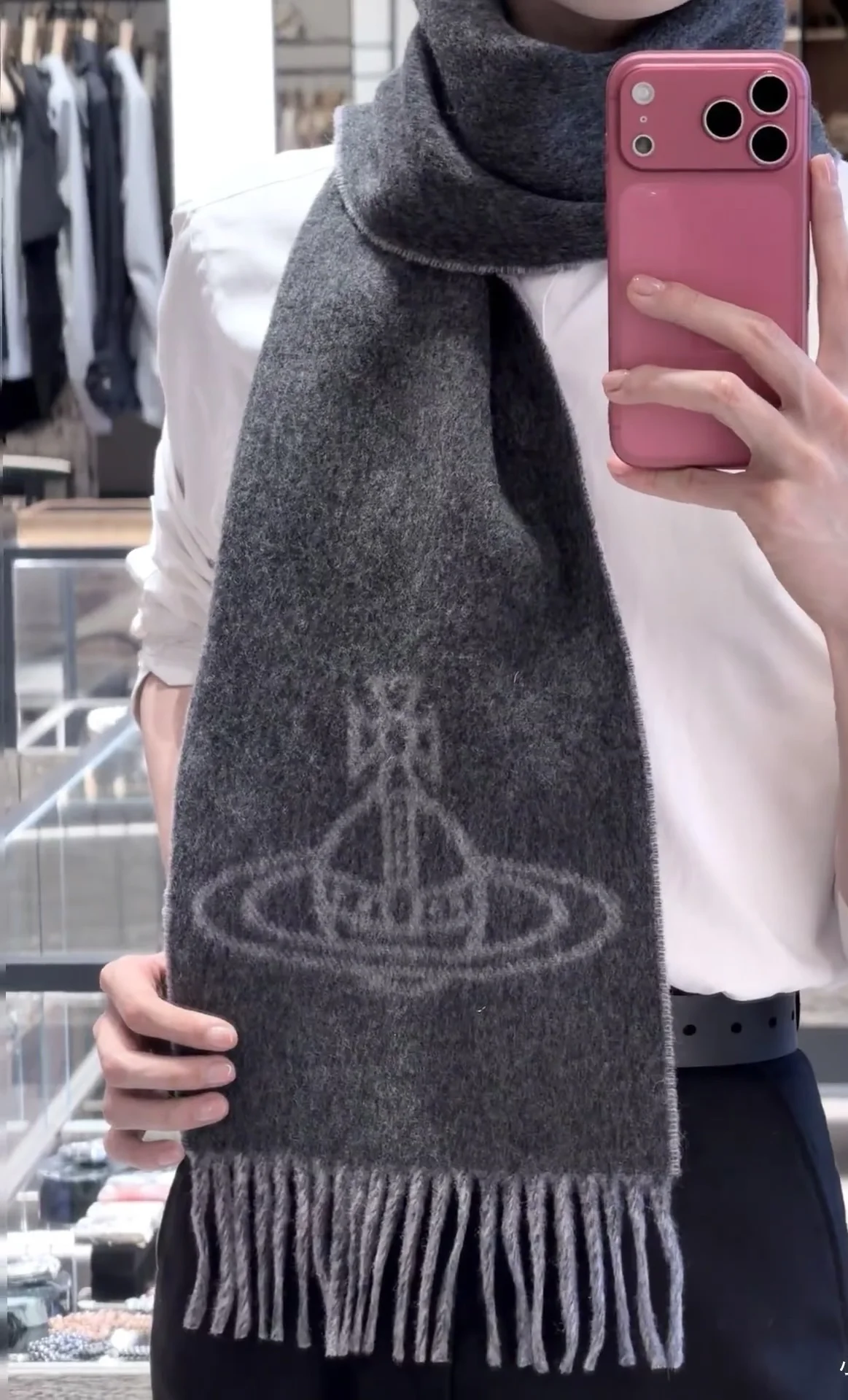 VIVIENNE WESTWOOD Scarves Wool Blend Gray-Pink One Size A1010070545 - Image 5