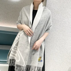 VIVIENNE WESTWOOD Scarves Wool Cashmere Grey-White One Size A3510071513