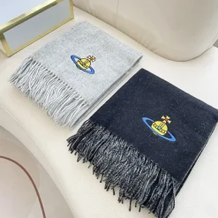 Alternative view of VIVIENNE WESTWOOD Scarves Wool Cashmere Grey-White One Size A3510071513