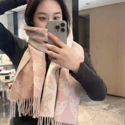 VIVIENNE WESTWOOD Scarves Wool Cashmere Pink-White 185_30 A1010070883