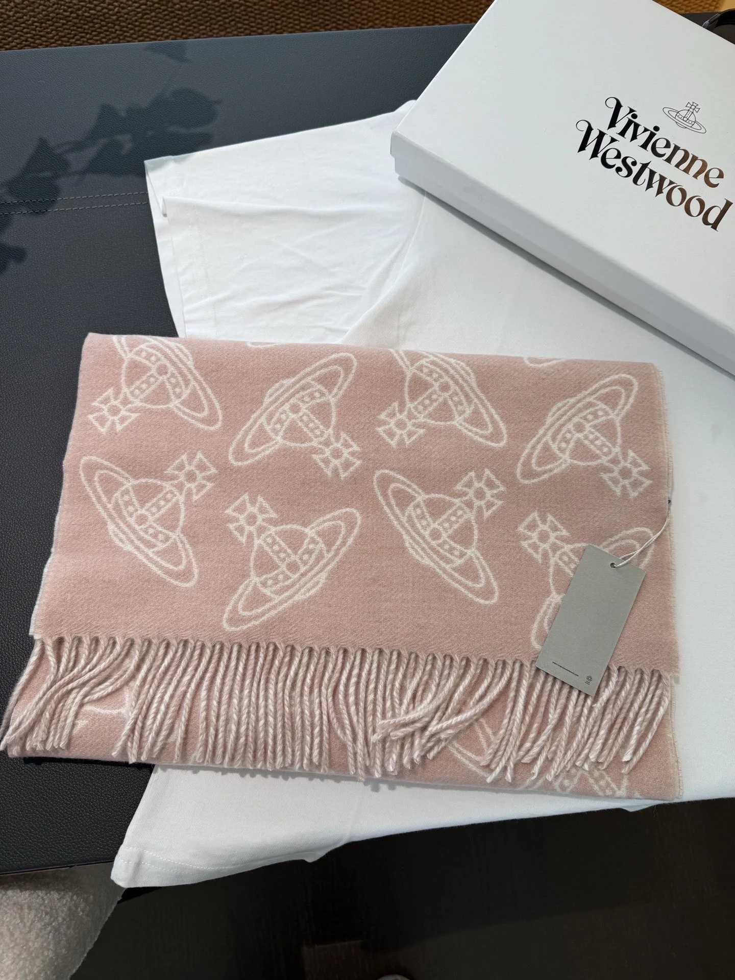 VIVIENNE WESTWOOD Scarves Wool Cashmere Pink-White 185_30 A1010070883 - Image 3