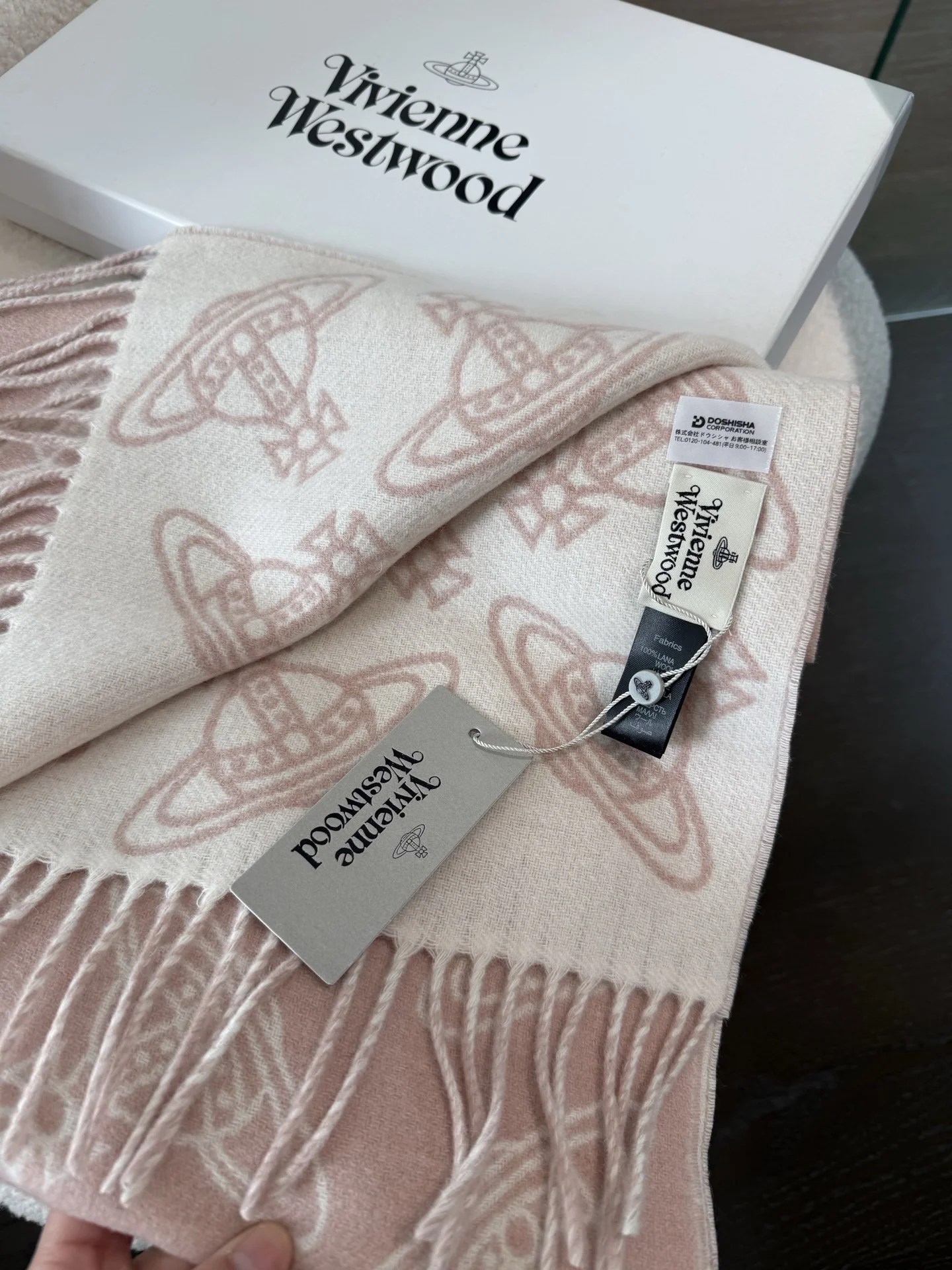 VIVIENNE WESTWOOD Scarves Wool Cashmere Pink-White 185_30 A1010070883 - Image 4