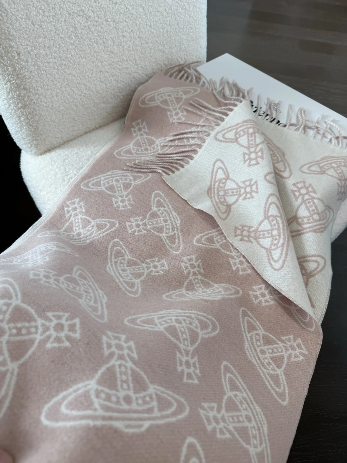 VIVIENNE WESTWOOD Scarves Wool Cashmere Pink-White 185_30 A1010070883 - Image 5