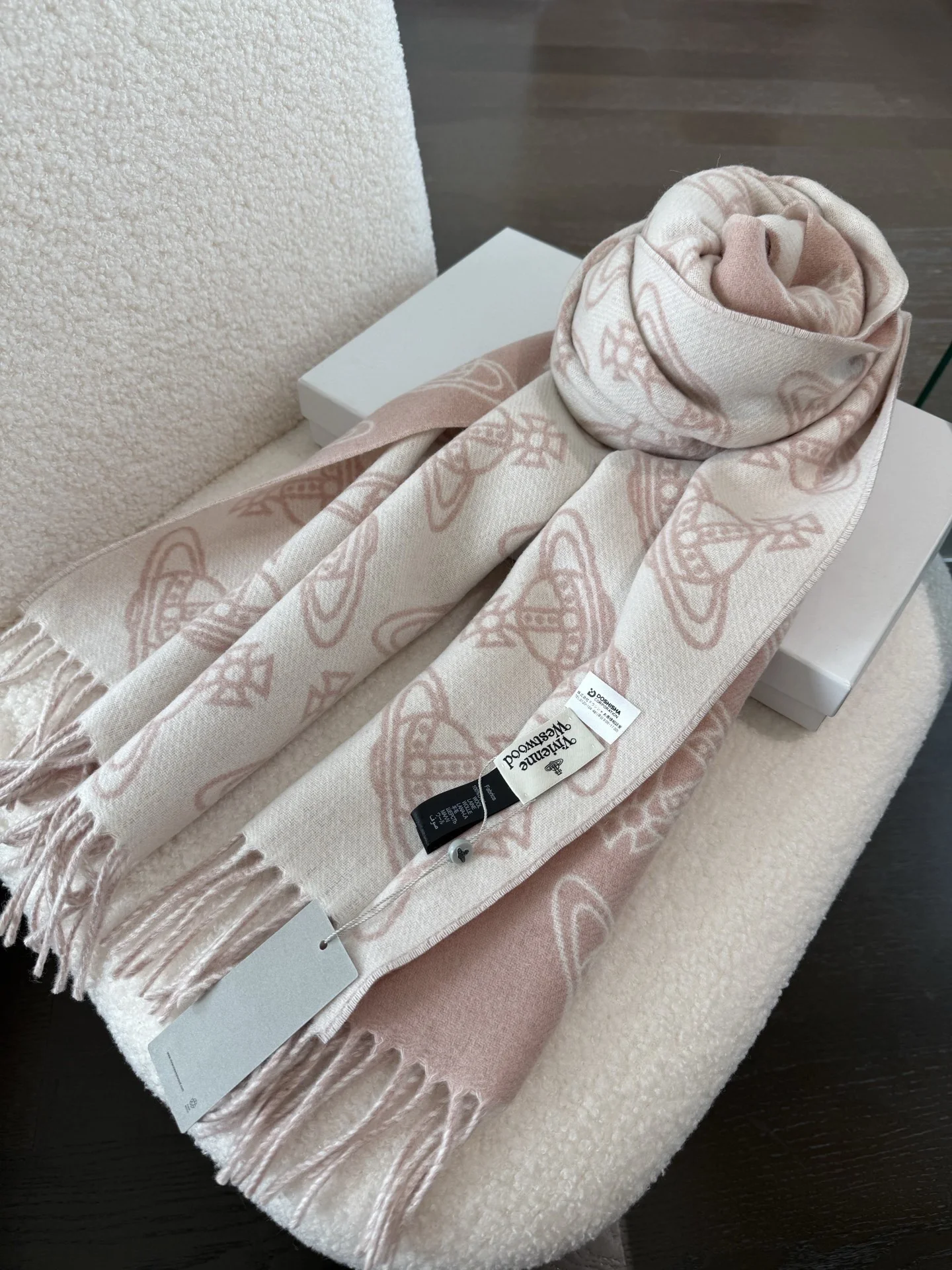 VIVIENNE WESTWOOD Scarves Wool Cashmere Pink-White 185_30 A1010070883 - Image 6