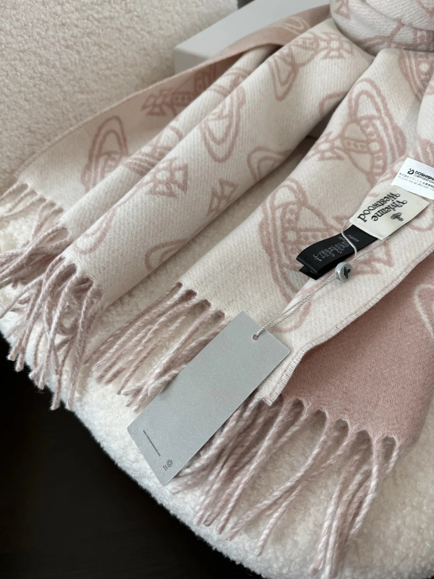 VIVIENNE WESTWOOD Scarves Wool Cashmere Pink-White 185_30 A1010070883 - Image 7